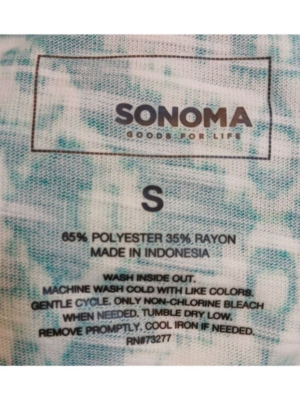 Sonoma Goods For Life Womens S Sleeveless Top Teal White Ikat Print Casual #D-27 - Picture 5 of 7